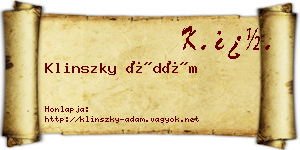 Klinszky Ádám névjegykártya